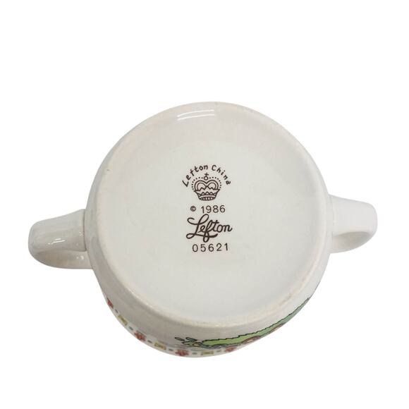 Lefton China New Mommy Double Handle Cup and Saucer Colorful Baby Bears Balloons - Picture 6 of 16